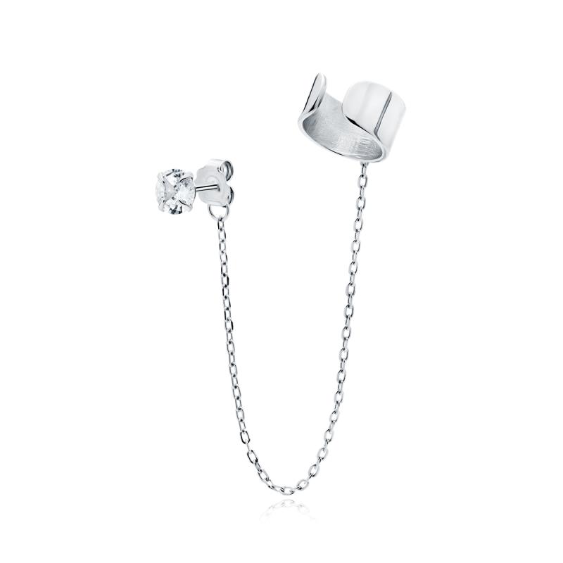 Cercel argint cu piatra si lantisor cu ear cuff DiAmanti Z2002EUR_W-DIA (Argint 925‰ 1,3 g.)